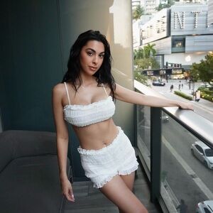 White Ruffled Two-Piece Set